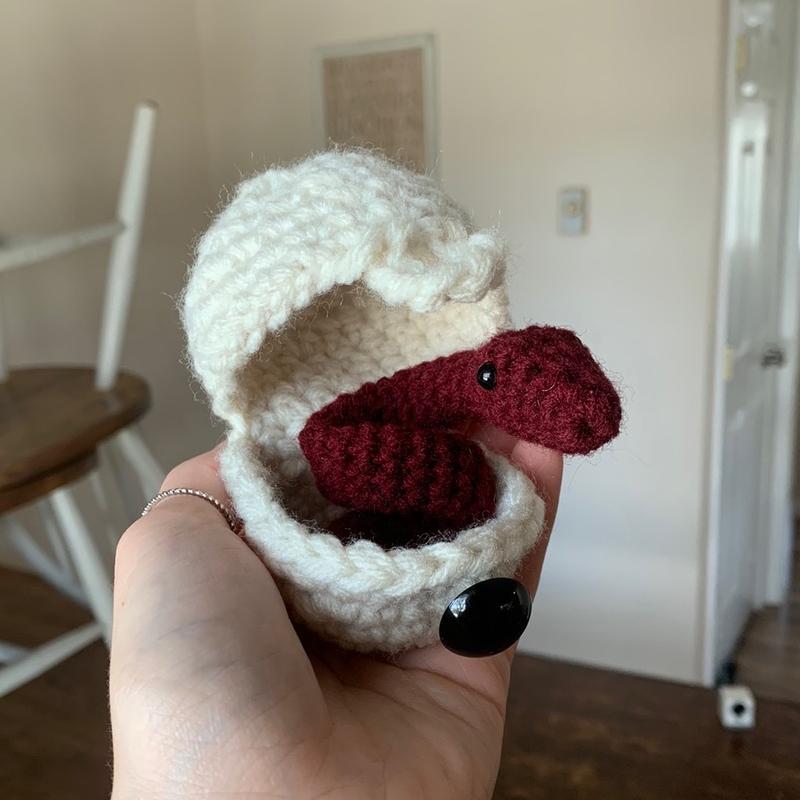 Crocheted Movable Hatchling Snake with Egg