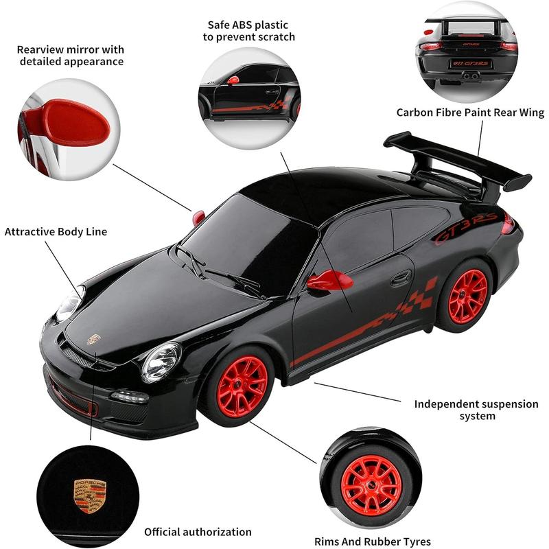 Porsche Remote Control Car - Officially Licensed Porsche 911 GT3 RS Toy Car 1:24 Porsche RC Car Model Vehicle Gift for Boys,Girls,Teens and Adults (39900 Black)