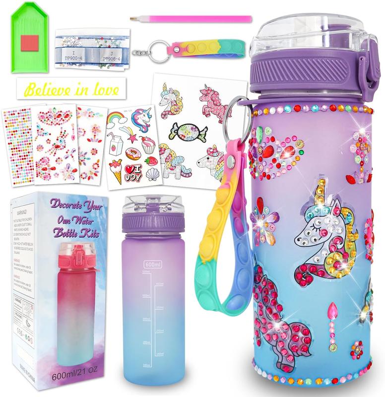 Christmas Gifts for Girls 4-12, Decorate Your Own Water Bottle Kits for Girls, Unicorn Diamond Crafts Painting Toys, Kids Water Bottle for School, Christmas and Birthday Gifts Toys for Girls