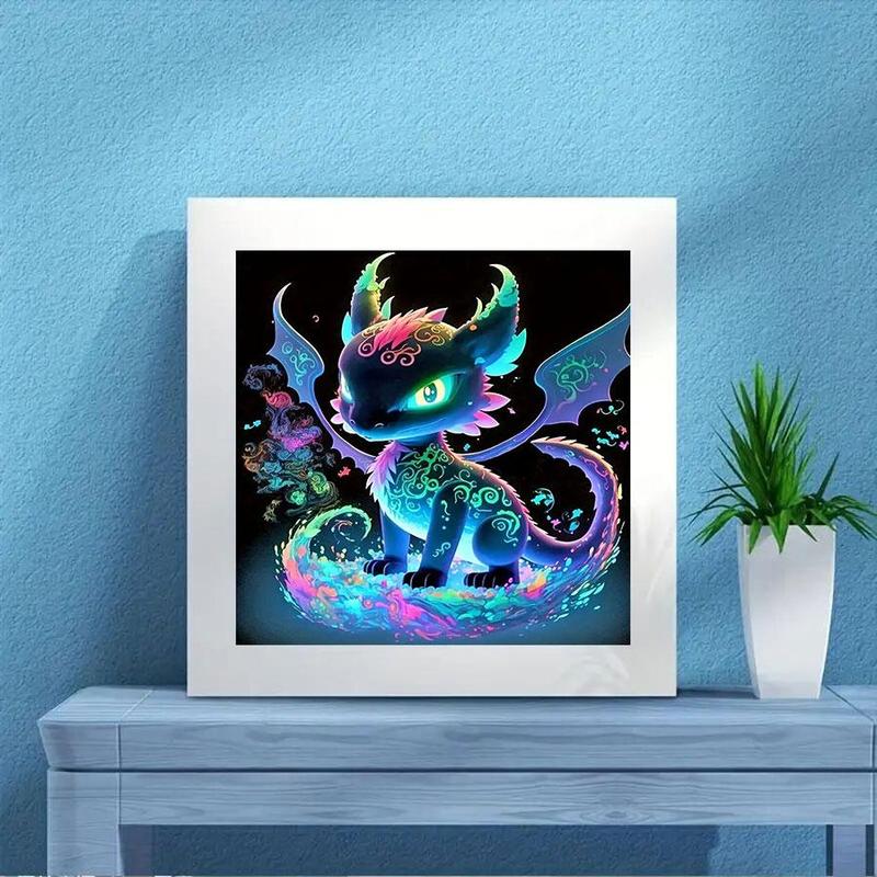 Luminous Dragon Pattern DIY Diamond Arts Colorful Painting Kit Without Frame, Decorative Art Picture For Beginner, Home Decor