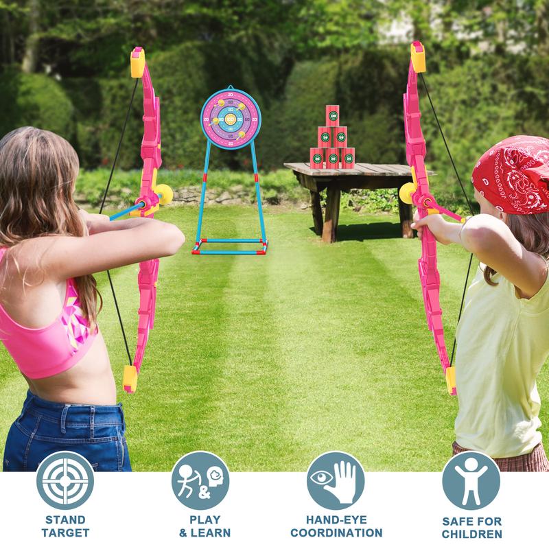 2 Pack Bow and Arrow Set for Kids, Light Up Archery Set with 14 Suction Cup Arrows, Archery Targets Outdoor Games for Kids Ages 4-8 8-12, Birthday Gifts Toys for 5 6 7 8 9 10 11 12 Year Old Boys Girls