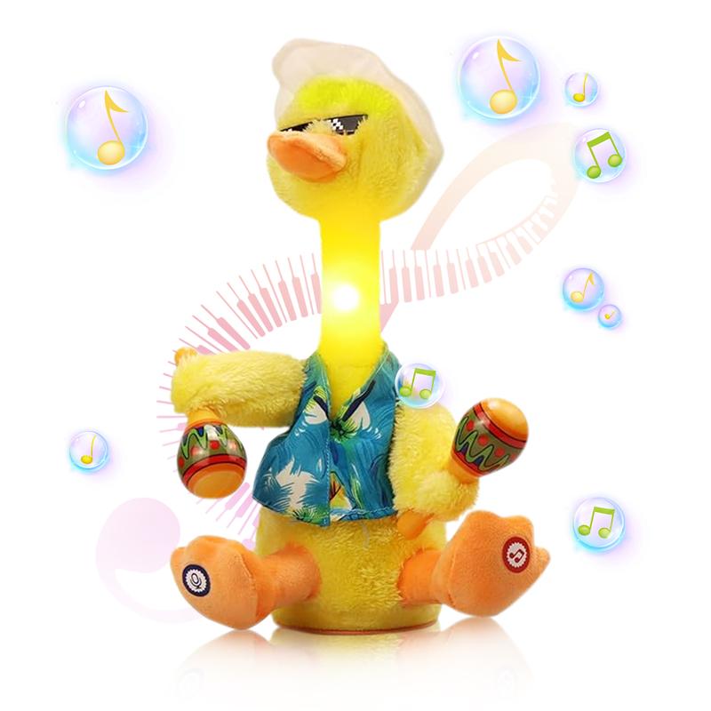 Talking duck toy, Easter duck, electric dancing light rattle toy, shake hands, talking toy repeat what you say, wriggling dancing duck sing C1