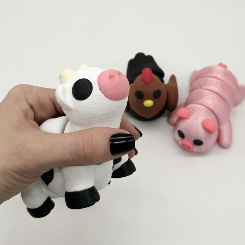 Fun Size Friends - Handheld Articulating Animal 3 Packs - 3D Printed Sensory Fidgets - Sea Life, Mythical, Farm, Dinosaurs