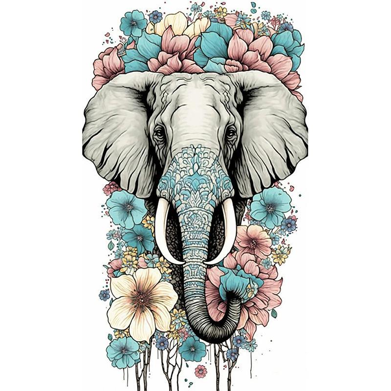 Elephant Fairy Pattern DIY Diamond Art Painting Without Frame, DIY 5D Full Round Diamond Art Painting Kit, Wall Art Decor For Home Living Room Bedroom