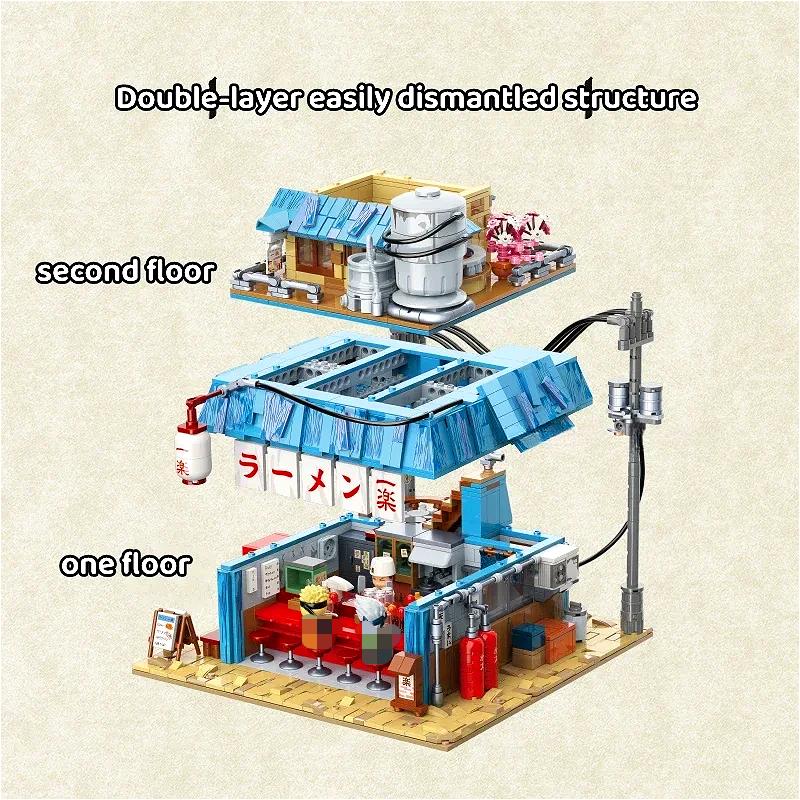 BARWEER-Ninja Building Blocks Cartoon Series Ichiraku Ramen Shop Assembled Model Ornaments Toys Gifts for fans Birthday Christmas Gifts for Kids and Adults