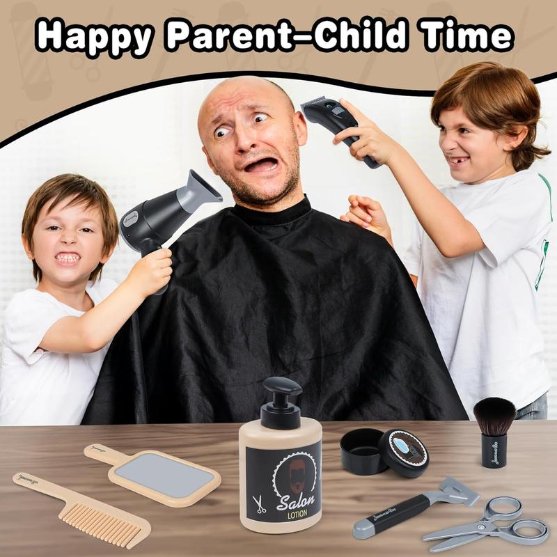 Kids Barber Shop Playset - Hair Cutting & Shaving Kit for Boys | Fun Pretend Play Hair Salon Toy Gift for Ages 3+ (Boys & Girls)