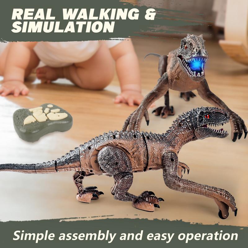 Remote Control Dinosaur - RC Dinosaur Remote Control Velociraptor Realistic Walking Robot Roaring Sound 2.4Ghz Simulation with Rechargeable Battery, Dinosaur Toys for age 6-12 dinosaur  animal