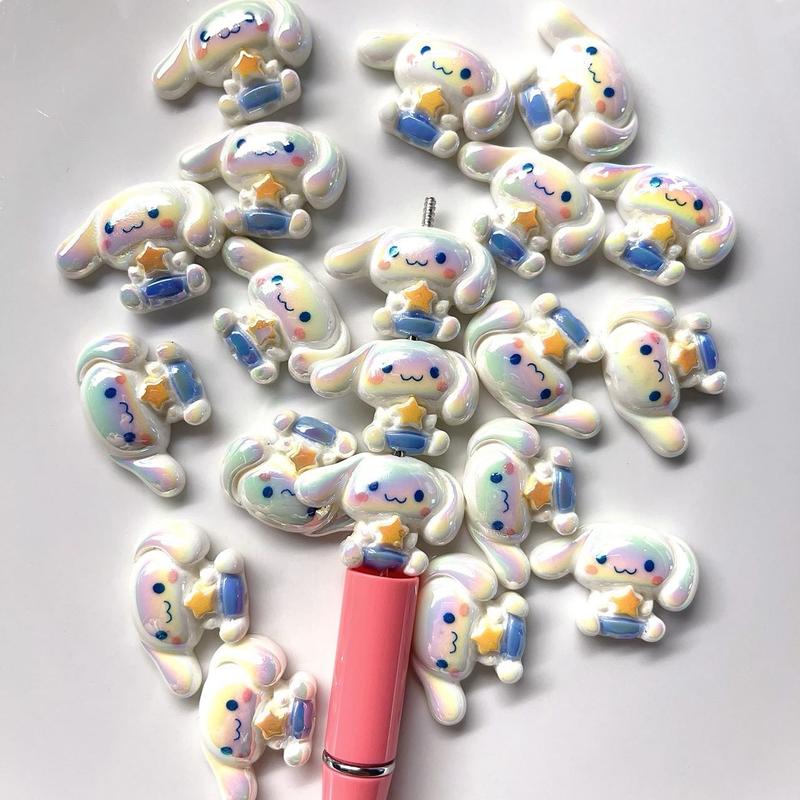 DIY  UV color-plated cartoon Sanrio resin straight hole loose beads beads for mobile phone chain keychain material jewelry accessories