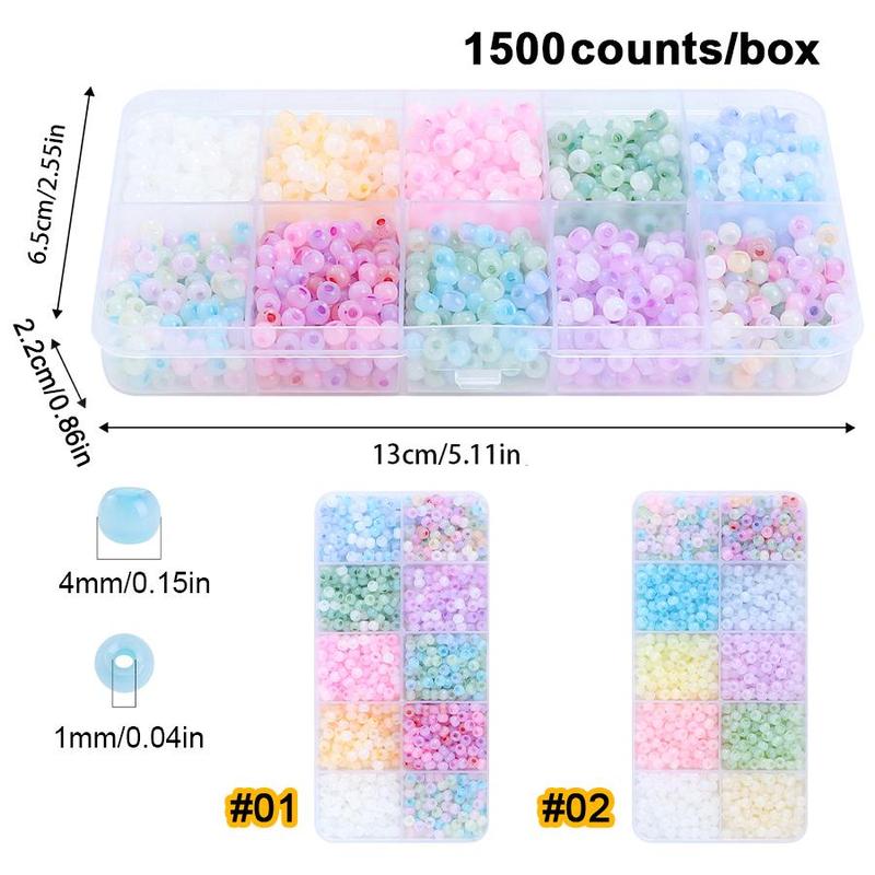 4mm Cat Eye Glass Spacer Beads (1500pcs box), Colorful Beads for Jewelry Making, DIY Craft for Gift Set