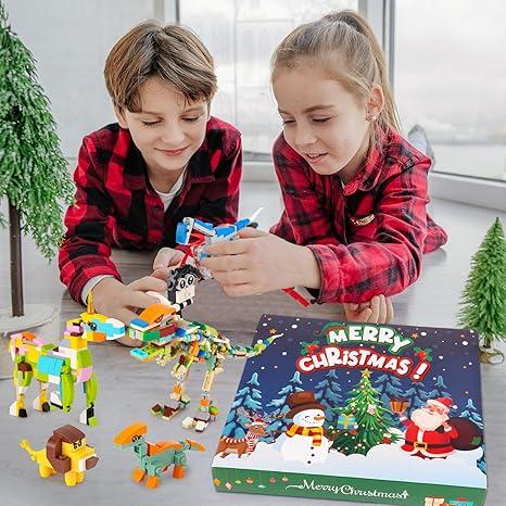 Advent Calendar 2024 Kids Toys, 24 Days Animal Building Blocks Christmas Countdown Calendar, Surprise Christmas Animal Building Toys for Kids Christmas Gifts for Boys Girls Age 4-12 Years Old