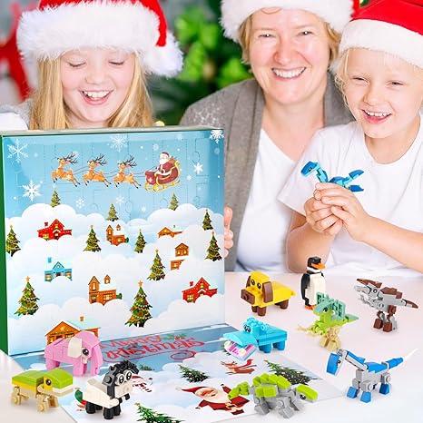 Advent Calendar 2024 Kids Toys, 24 Days Animal Building Blocks Christmas Countdown Calendar, Surprise Christmas Animal Building Toys for Kids Christmas Gifts for Boys Girls Age 4-12 Years Old