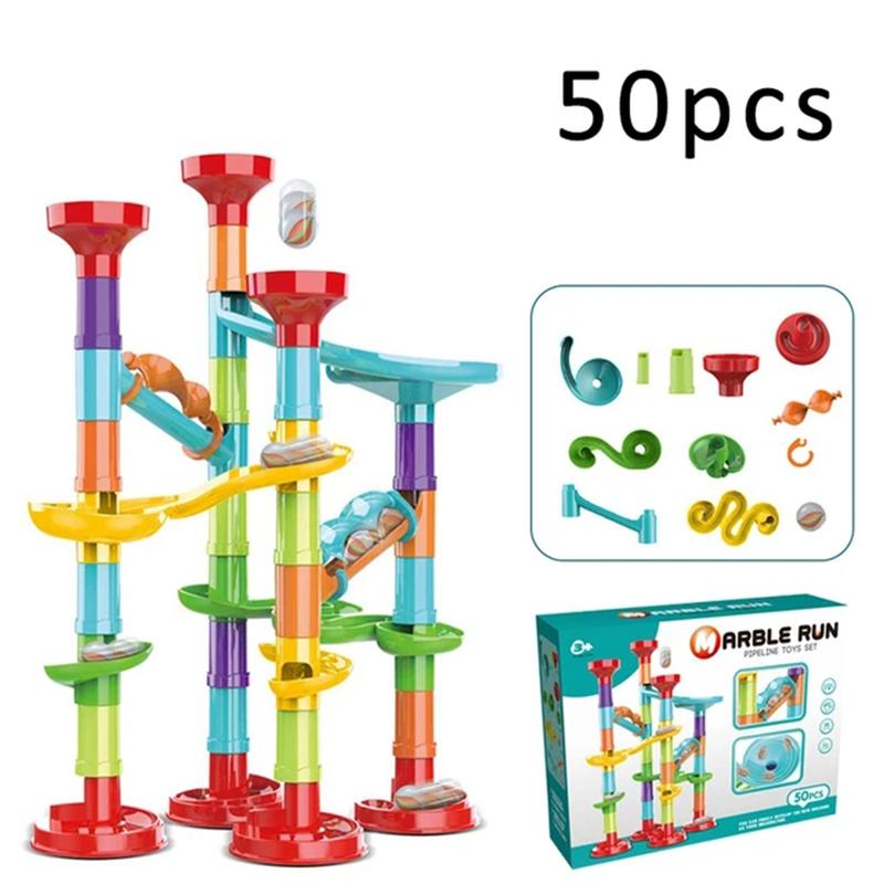 DIY Construction Marble Run Race Track Building Blocks Kids 3D Maze Ball Roll Toys Children Christmas Gift 45 93 113 142pcs Set