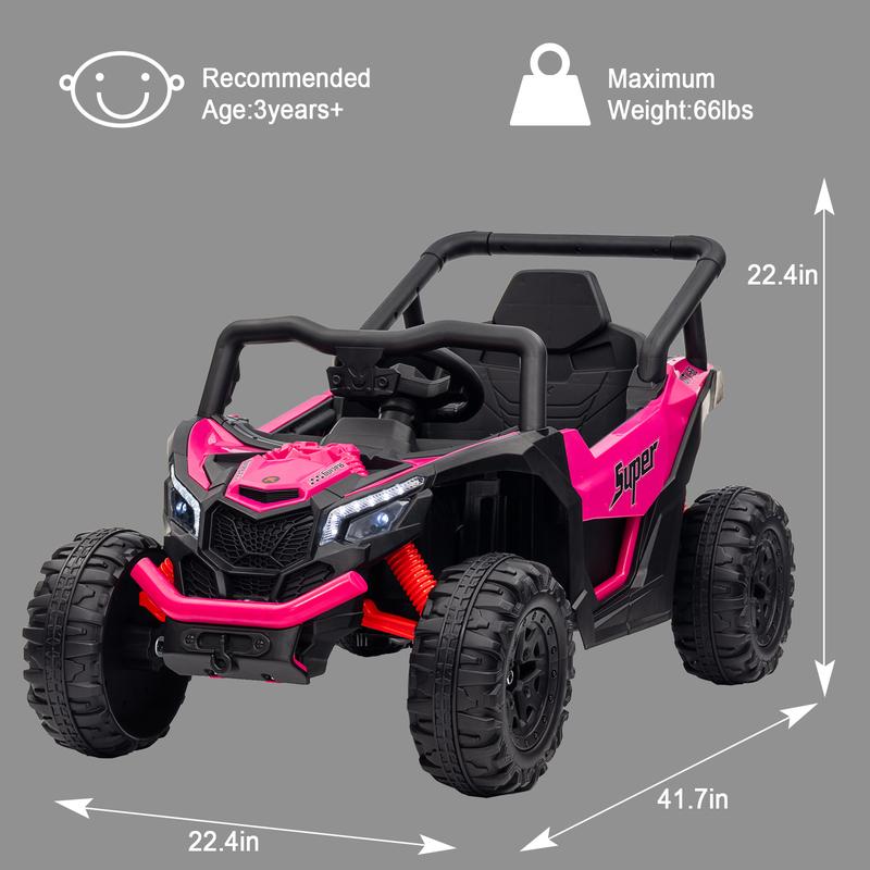 POSTACK 12 Volt Ride on Car with Remote Control, Battery Powered Electric Vehicle for Boys Girls, Off Road Ride on Toy for Kids to Drive, Power 4 Wheels for Toddler with LED Lights, Bluetooth, Pink pink remote control hobby