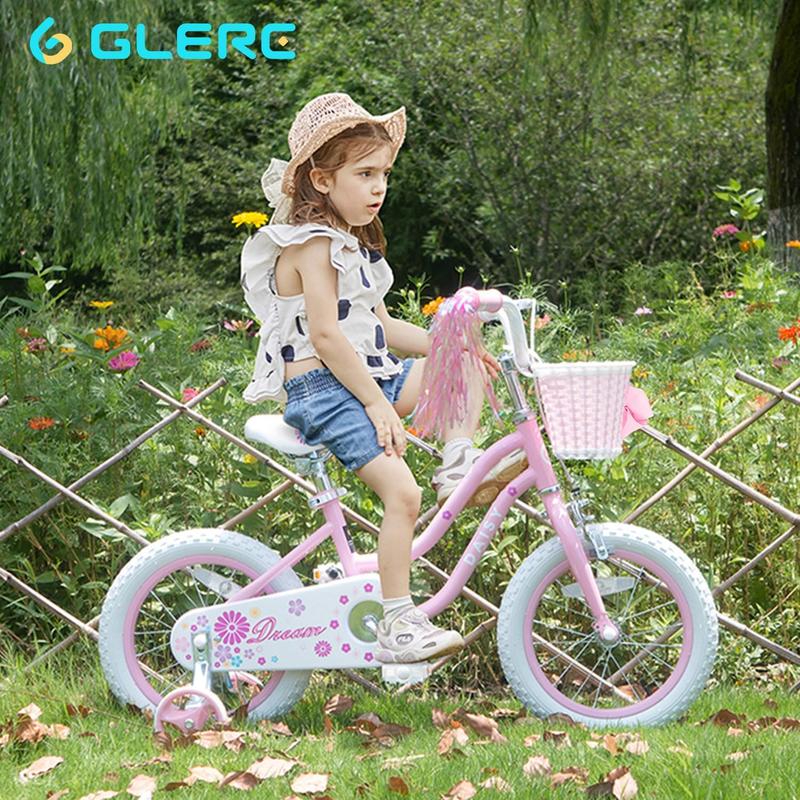 Glerc Daisy 12 14 16 Inch Girl Princess Style Bike for 3-7 Years Old with Training Wheels & Basket & Streamers, Multiple Colors