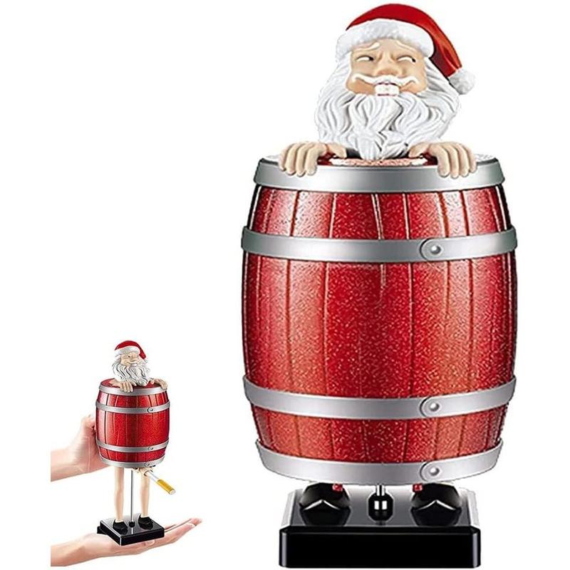 Funny  Holder,  Dispenser Pop Up, Creative Spoof  Box, Funny Santa Claus in The Wooden Barrel  Dispenser Pop Up, Prank  Gift for Man (Santa Claus)