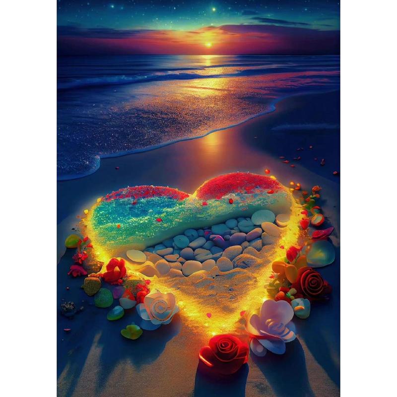 Diamond Painting Kits for Adults, 5D Sunset Diamond Art Kits for Beginners, DIY Full Drill Seaside Paint with Round Diamond Dots, Home Wall Decor 12 x 16 Inch