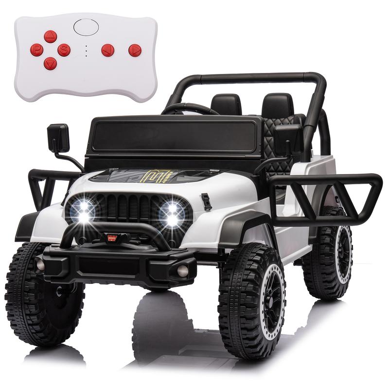 POSTACK 24 Volt Ride on Toys, 4x4 Kids Ride on Car with Parental Remote Control, Power 4 Wheels Electric Car for Kids to Drive, 24V Kids UTV with Music, Bluetooth for Boys Girls, White