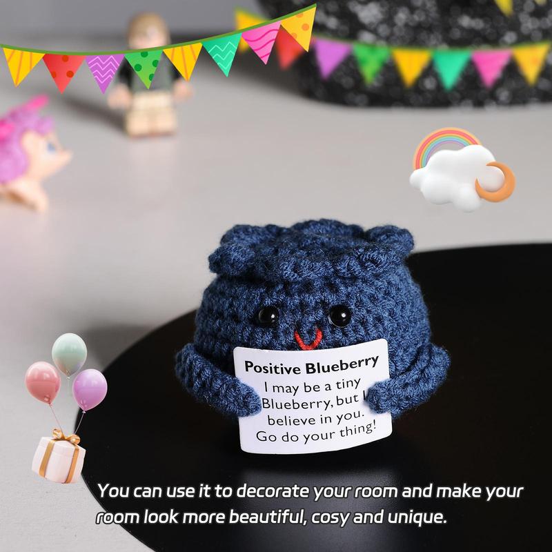 Positive Blueberry Doll Crochet Decor, 2 Counts Cute Creative Handmade Crochet Decor, Positive Doll Decor for Home Office Desk, Home Decor