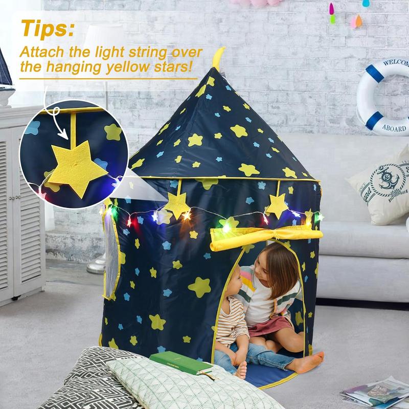 Play Tent for Boys, with Star Lights and Storage Carrying Bag, Pop Up Play Tent House for Kids Toddlers