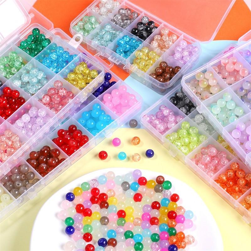 300 480pcs Glass Beads Bracelet Making Kits Crystal Beads for Jewelry Making Round Gemstone Stone Beads with Rondelle Spacer Beads DIY Crafts 8mm