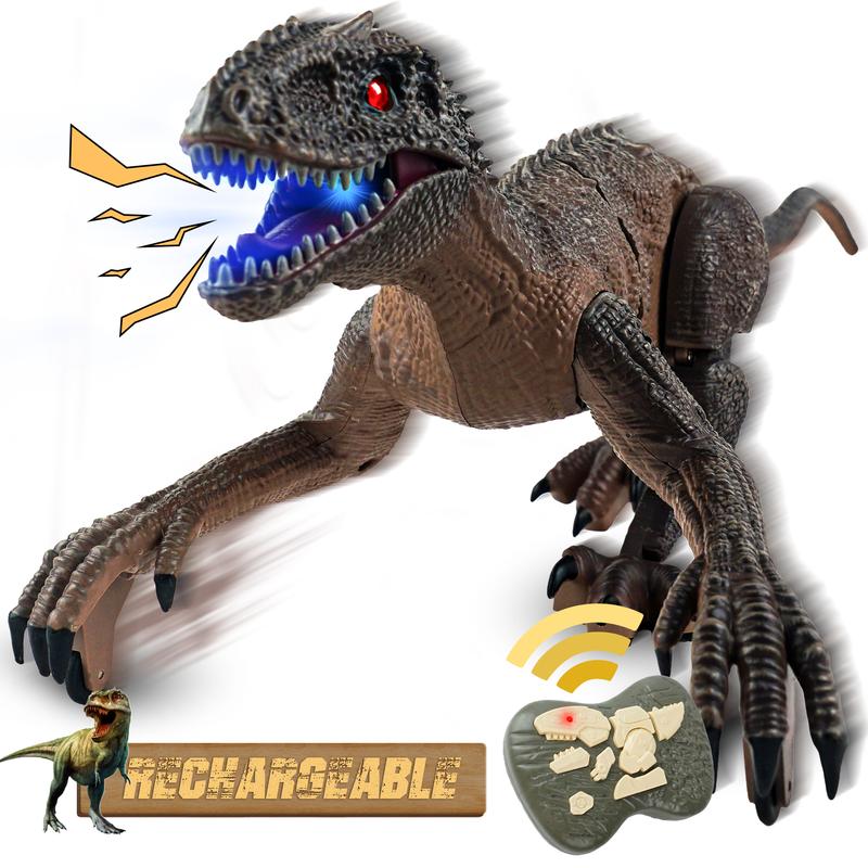 Remote Control Dinosaur - RC Dinosaur Remote Control Velociraptor Realistic Walking Robot Roaring Sound 2.4Ghz Simulation with Rechargeable Battery, Dinosaur Toys for age 6-12 dinosaur  animal