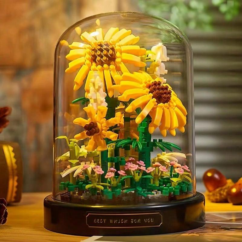 Sunflower Building Blocks Kit, 543pcs set Aesthetic Sunflower Building Blocks, Compatible Bricks Immortal Flower Rose Building Block Set, Great Gift for Friends and Lovers on Birthday, Gift for Girlfriend, Thanksgiving Christmas Gift Set