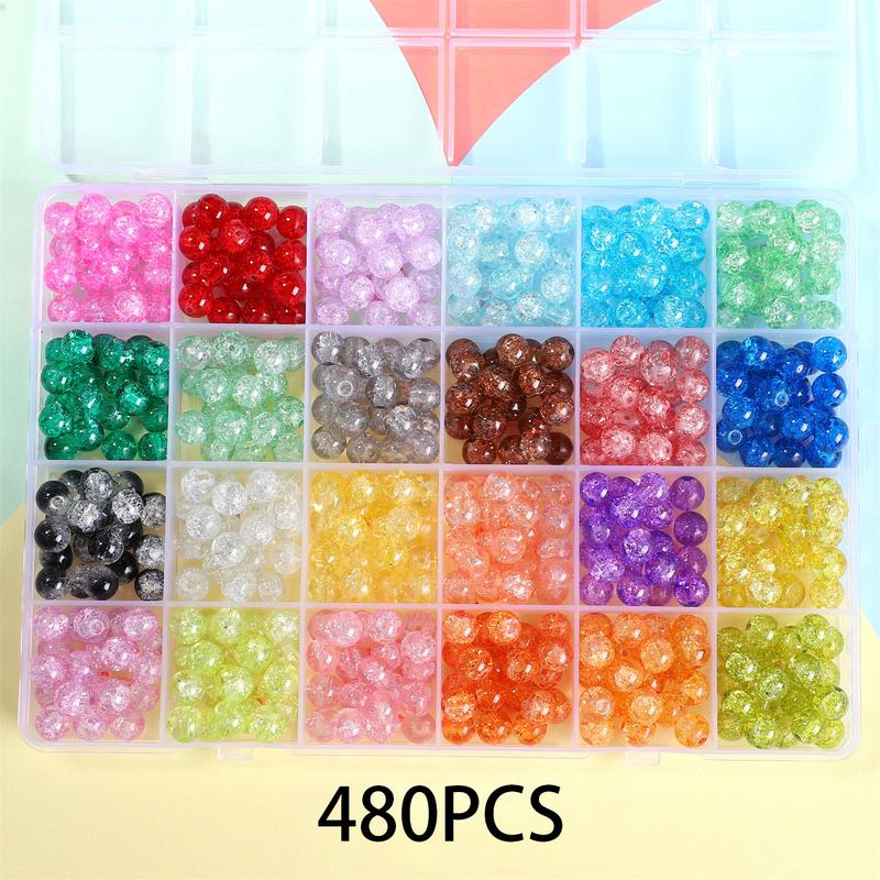 300 480pcs Glass Beads Bracelet Making Kits Crystal Beads for Jewelry Making Round Gemstone Stone Beads with Rondelle Spacer Beads DIY Crafts 8mm