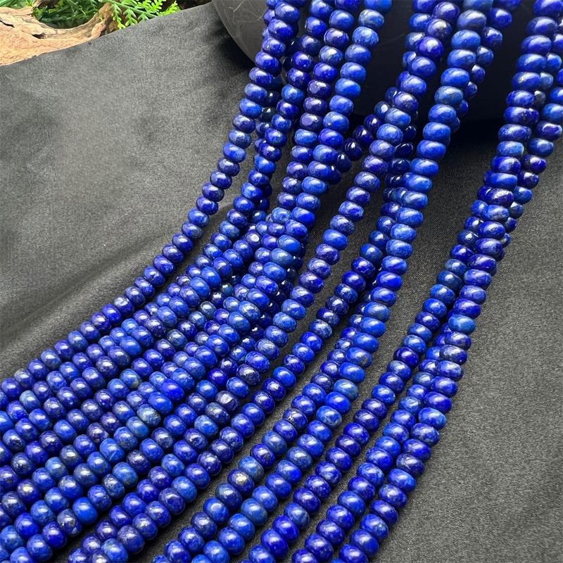 4x6MM Natural Lapis Lazuli Smooth Rondelle Loose Beads Afghanistan Raw Ore Spacer Gasket Semi-Finished Loose Beads DIY Jewlery Marking Design for Bracelet Necklace Earing