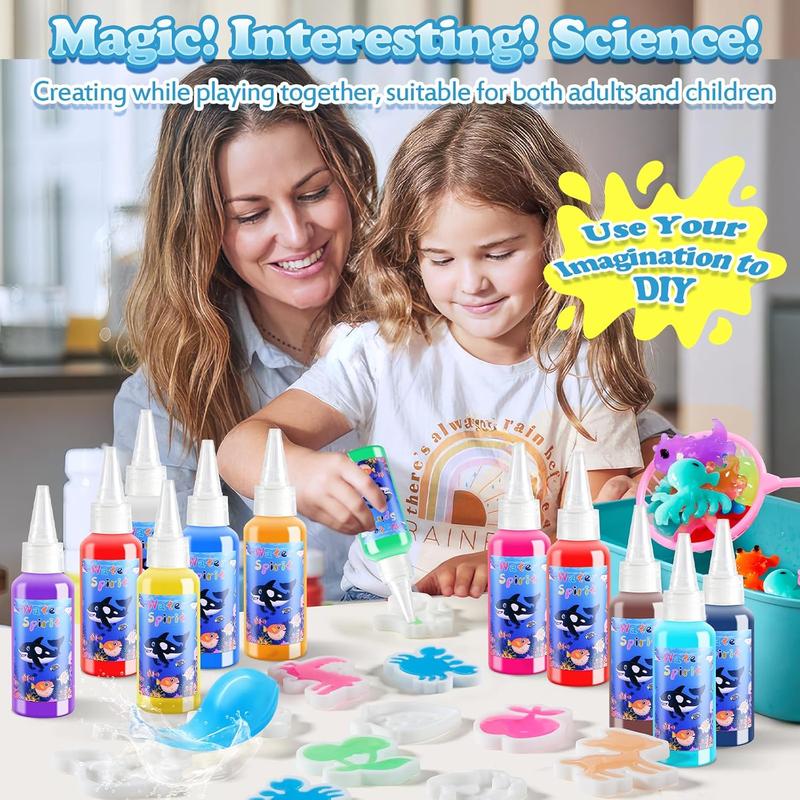 [BLACK FRIDAY OFF 50%] Aqua Fairy Water Gel Kit, Magic Water E.l.f Toy Kit, Toys Gifts for Boys Girls Childs, Craft Kit with 12 Colors Magic Gel and 15 Shape Molds, Party Favors, Arts & Crafts DIY STEM Toy