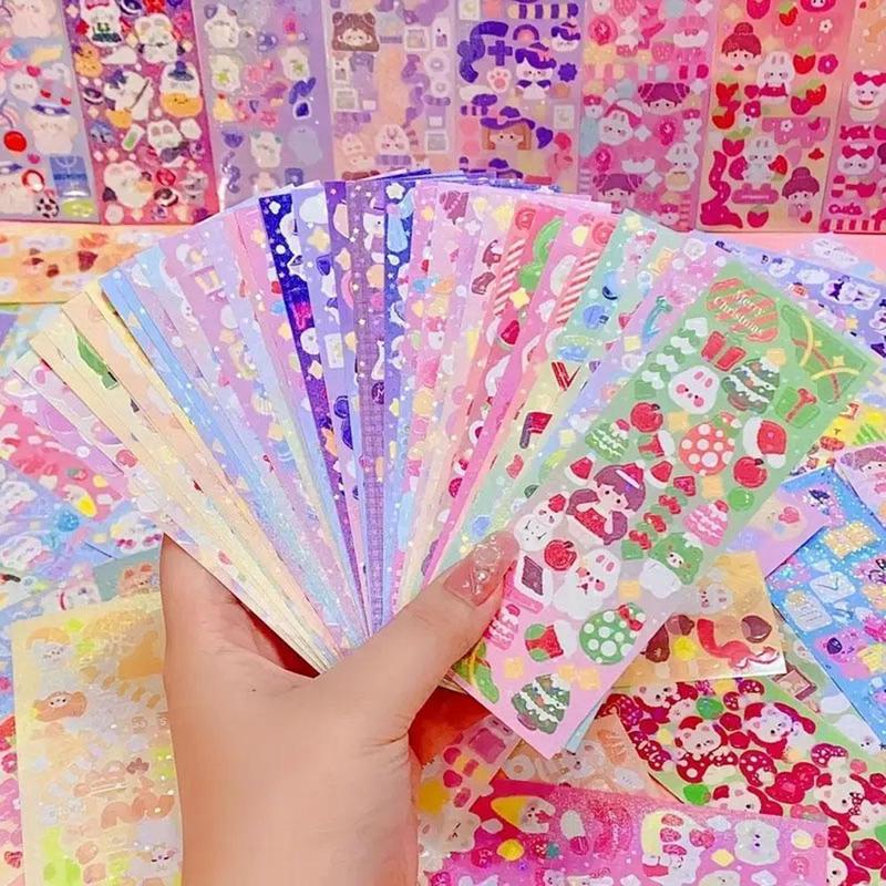 Random Color Cute Cartoon Pattern Sticker (200pcs), Scrapbooking & Journal Making Material Paper, DIY Decorative Sticker for Stationery