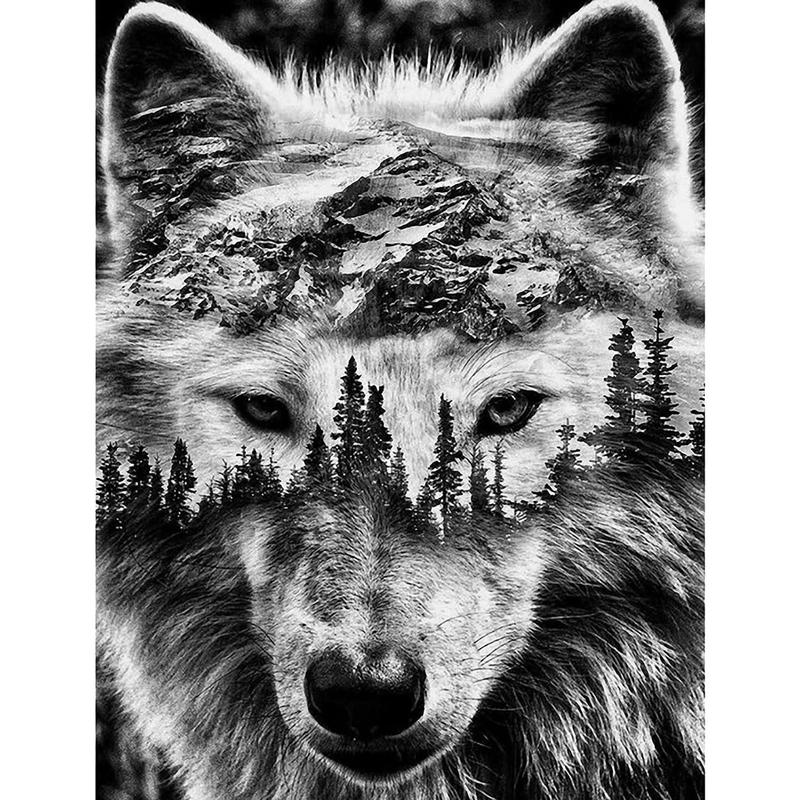 Diamond Painting Kits for Adults, Wolf 5D DIY Diamond Art Kits Full Drill Diamond Dots for Gift Wall Decor and Relaxation Gem Arts 12x16 inch