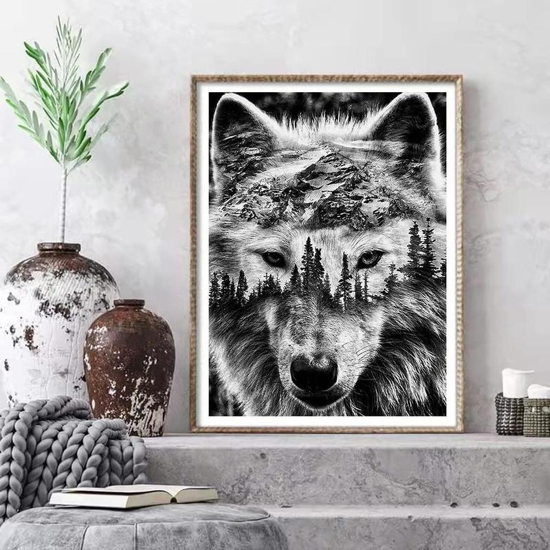 Diamond Painting Kits for Adults, Wolf 5D DIY Diamond Art Kits Full Drill Diamond Dots for Gift Wall Decor and Relaxation Gem Arts 12x16 inch