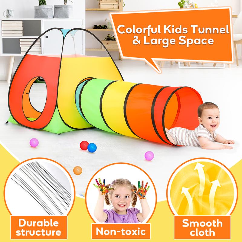 3PC Kids Play Tent for Children 4-12 Years with Play Tunnel, Ball Pit Pop Up Toddler Playhouse for Boys & Girls Toys Indoor Outdoor Gifts pit tunnel