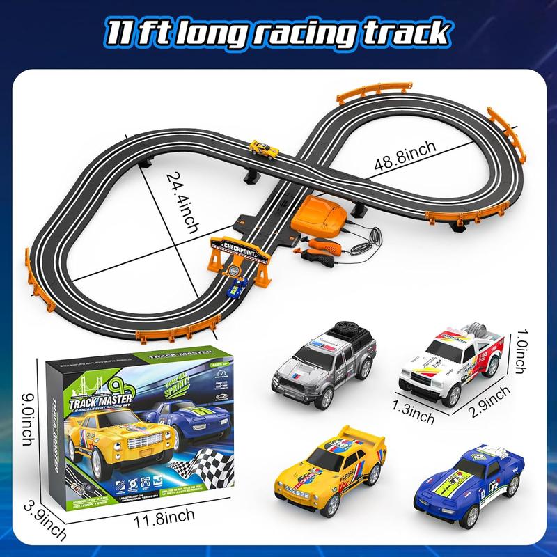 Slot Car Race Track Sets for Boys, Race Car Track with 2 High-Speed Slot Cars, Battery or Electric Car Track, Dual Racing Game Lap Counter Track Sets, Toys Gifts for Boys Girls Ages 4 5 6 7 8-12