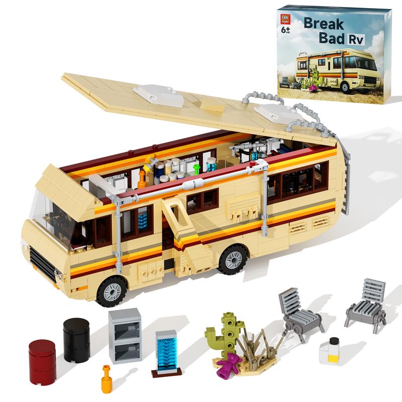 Breaking Bad RV Model Car Building Set, Creative Breaking Bad Merchandise Van Building Bricks Kit for Gifts, Educational DIY Building Set Toy for Teens & Adults