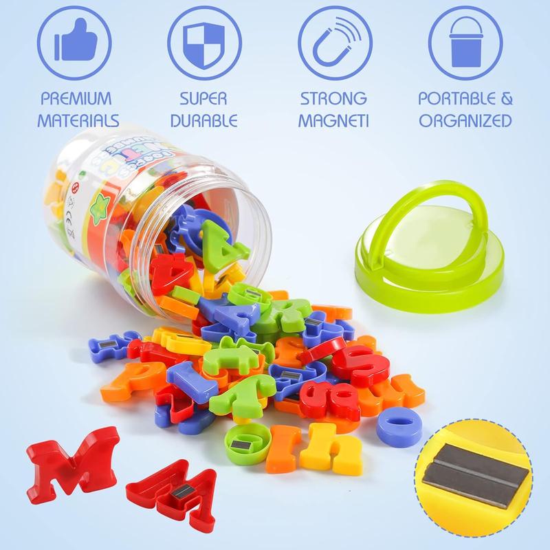 104pcs Magnetic Letters Numbers Alphabet Fridge Magnets Plastic Learning Toys Set for Kids Boys Girls Learning Toys