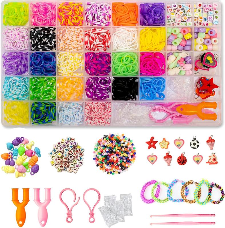 2500+ Rubber Bands for Bracelets 28 Colors Bracelet Making Kit Rubber Band Loom with Accessories for Your Special Time, Event, Ceremony and Occasion.