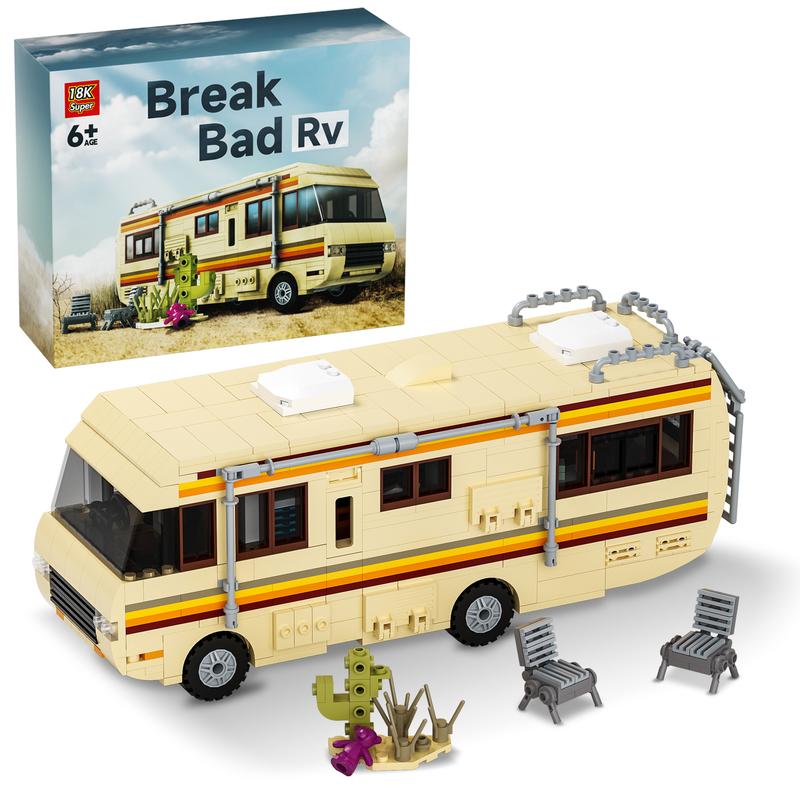 Breaking Bad RV Model Car Building Set, Creative Breaking Bad Merchandise Van Building Bricks Kit for Gifts, Educational DIY Building Set Toy for Teens & Adults