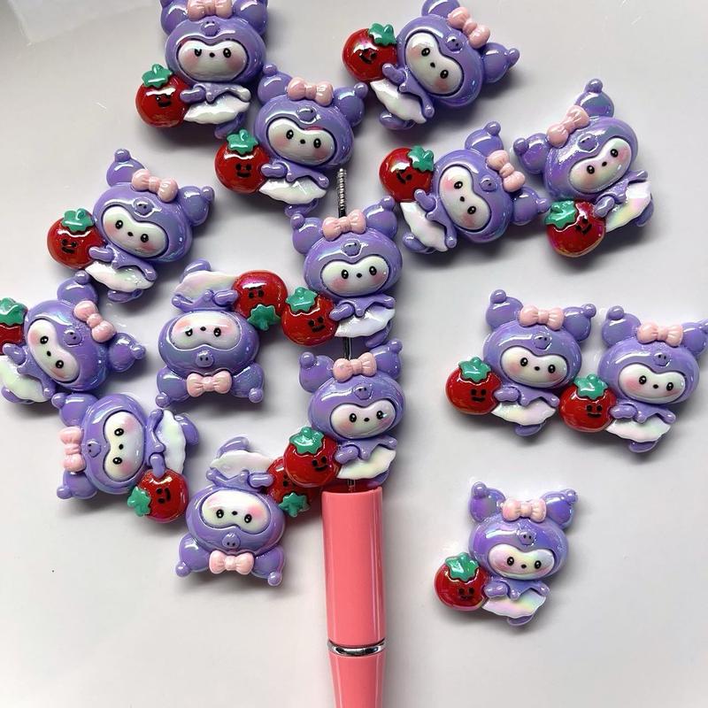 DIY  UV color-plated cartoon Sanrio resin straight hole loose beads beads for mobile phone chain keychain material jewelry accessories