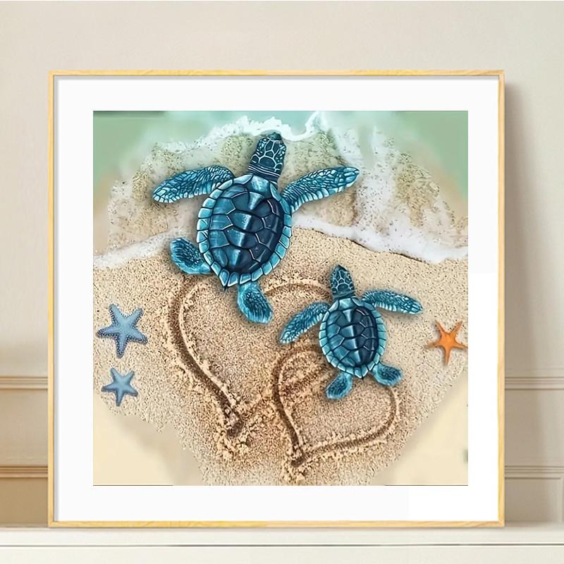 Turtle Pattern DIY Diamond Art Painting Without Frame, DIY 5D Diamond Arts Painting Kit, Wall Art Decor For Home Living Room Bedroom