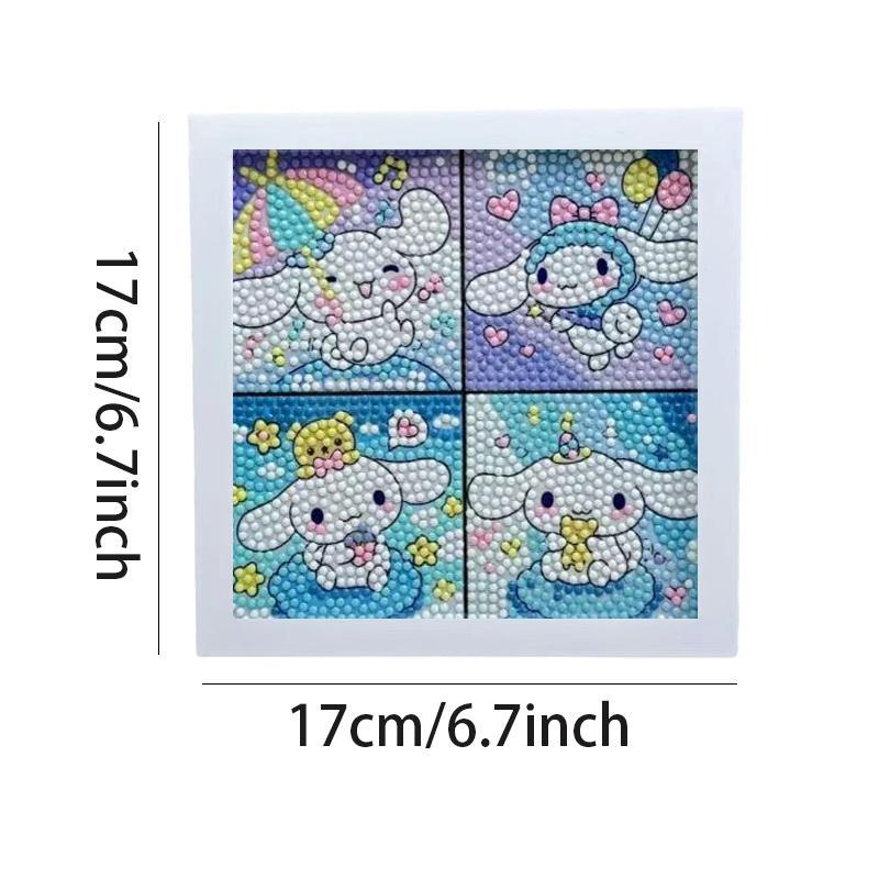 Cartoon Cinnamoroll Pattern DIY Diamond Art Painting Kit with Frame, 5D Diamond Art Painting Kit, DIY Wall Art Decor for Home Living Room Bedroom