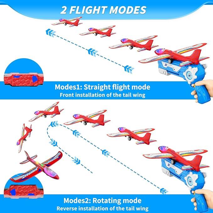 New 3 Pack Foam Airplanes for Kids, 2 Flight Modes Toys, Outdoor Flying Toys