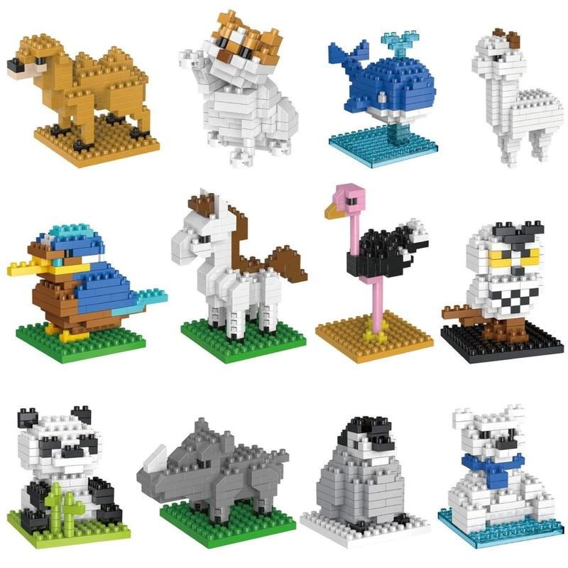 12PCS Mini Animals Building Bricks Sets for Prizes Birthday Gifts Party Favors for Kids