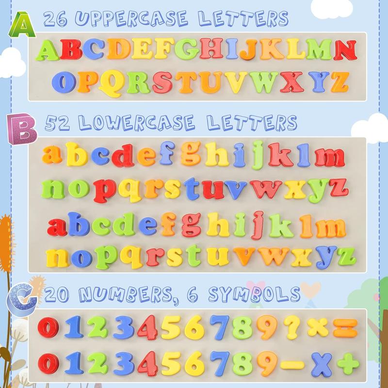 104pcs Magnetic Letters Numbers Alphabet Fridge Magnets Plastic Learning Toys Set for Kids Boys Girls Learning Toys