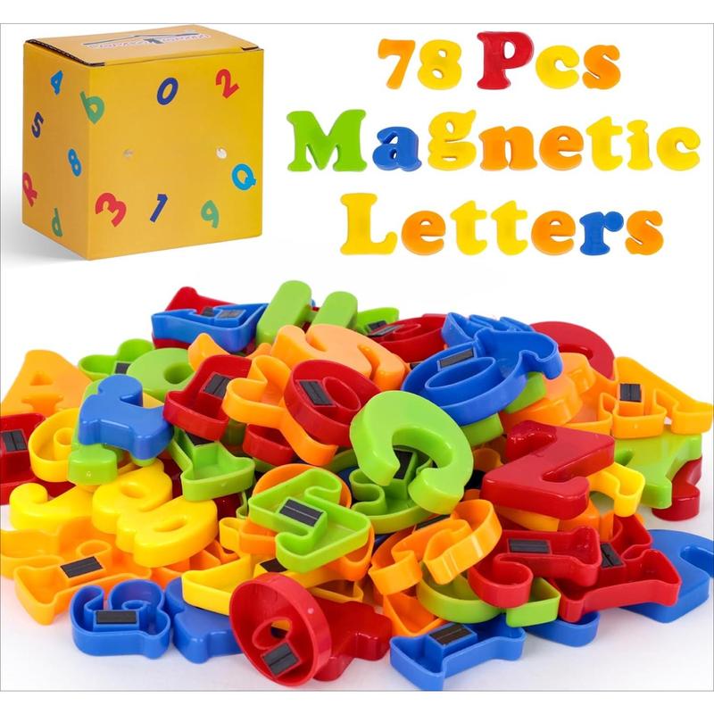 104pcs Magnetic Letters Numbers Alphabet Fridge Magnets Plastic Learning Toys Set for Kids Boys Girls Learning Toys