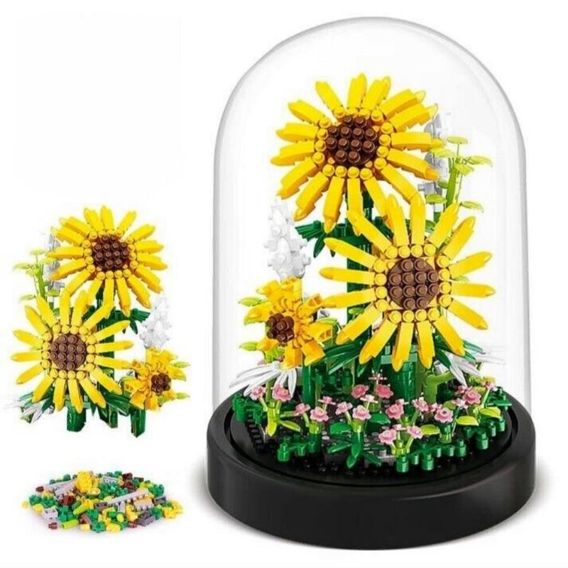 Sunflower Building Blocks Kit, 543pcs set Aesthetic Sunflower Building Blocks, Compatible Bricks Immortal Flower Rose Building Block Set, Great Gift for Friends and Lovers on Birthday, Gift for Girlfriend, Thanksgiving Christmas Gift Set