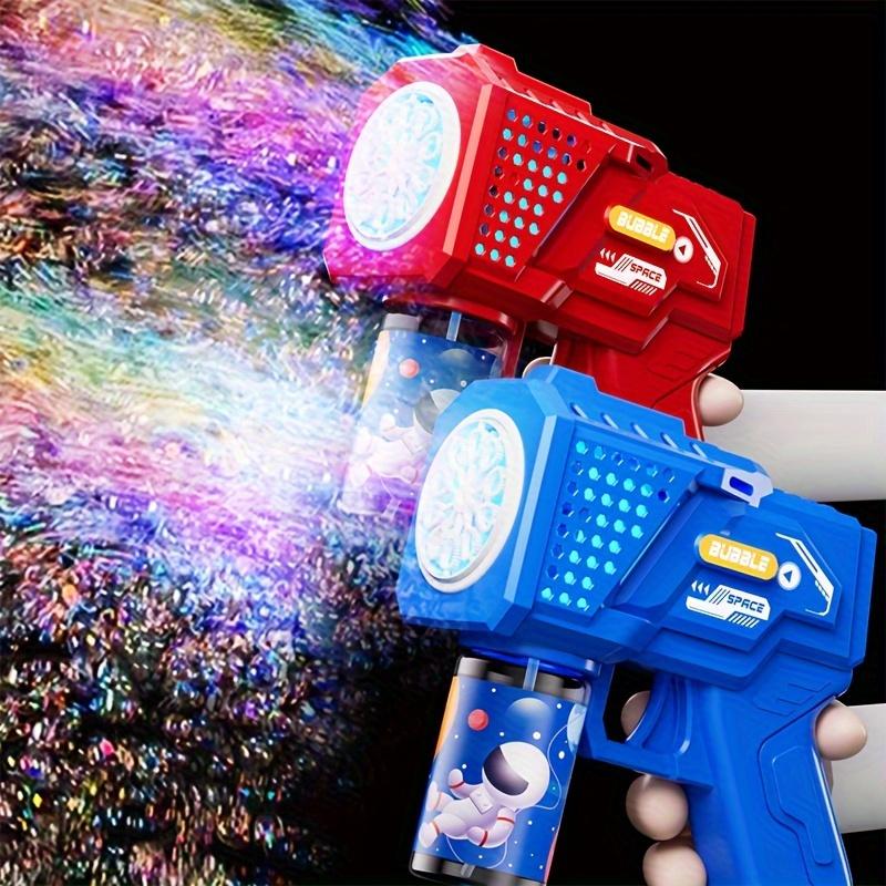 Space-Themed Bubble Blaster Gun - 40 Holes, No Batteries or Liquid Needed, Red Blue