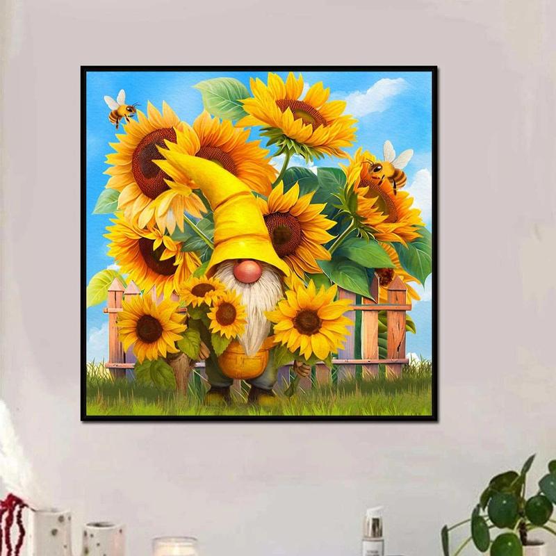 Sunflower & Bee Pattern DIY Rhinestones Arts Colorful Painting without Frame, 5D Rhinestones Arts Colorful Painting Kits for Gifts, DIY Decor Painting