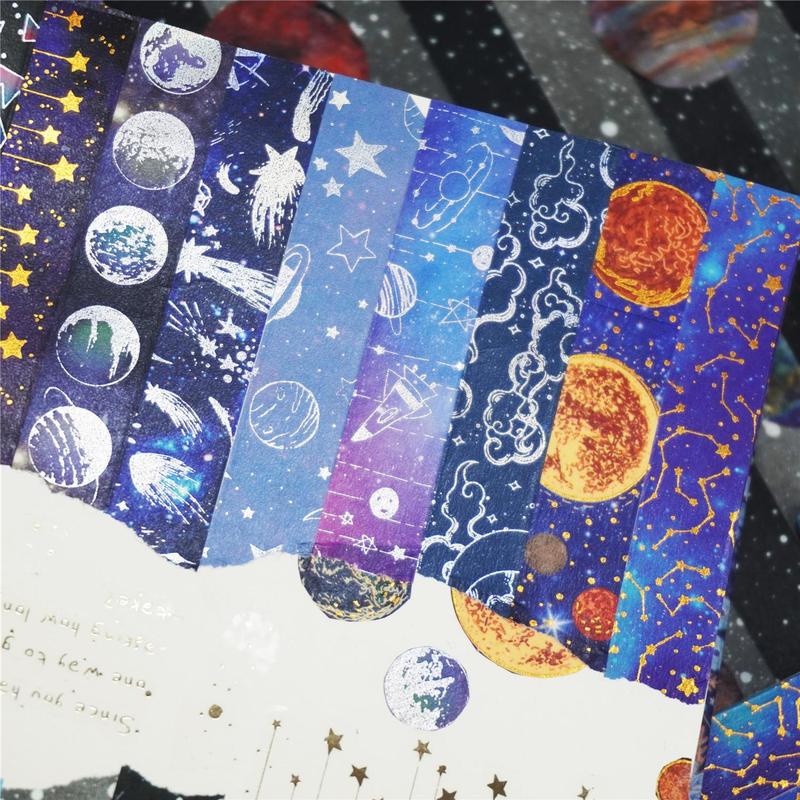 Starry Sky Theme Washi Tape Set, 19rolls box Handbook DIY Decoration Aesthetic Sticker, Scrapbooking & Journal Making Material Gift For Student, Romantic Decorations for Summer