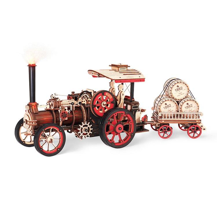 ROKR 3D Puzzle for Adults Steam Engine Tractor Locomotive Model Kit Electric Vintage Car Assembly Wooden Puzzles Vehicle Hobbies for Men Birthday Christmas building bricks